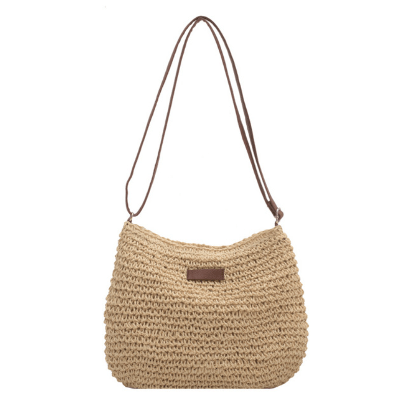 Straw Woven Zipper Hobo Crossbody Bag, Exquisite Decorative Shoulder Bag, Fashion Summer Beach Bag