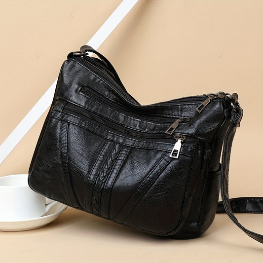 Fashion Crossbody Bag For Women, Large Capacity Braided Detail Shoulder Bag, Multi Pockets Purse Gift For Mom