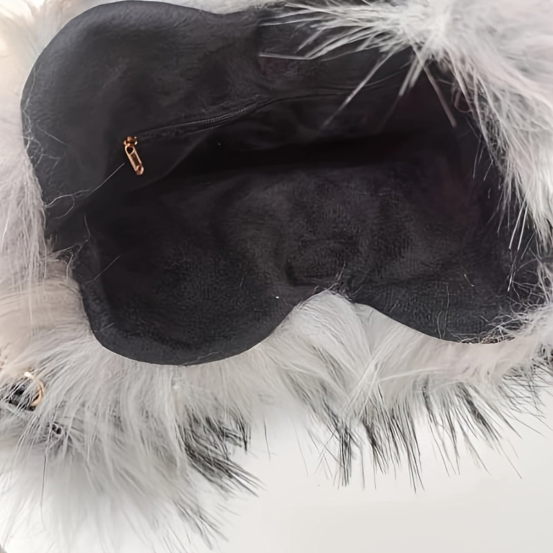 Y2K Fluffy Crossbody Bag, Heart Shaped Novelty Shoulder Bag, Women's Trendy Handbag & Purse