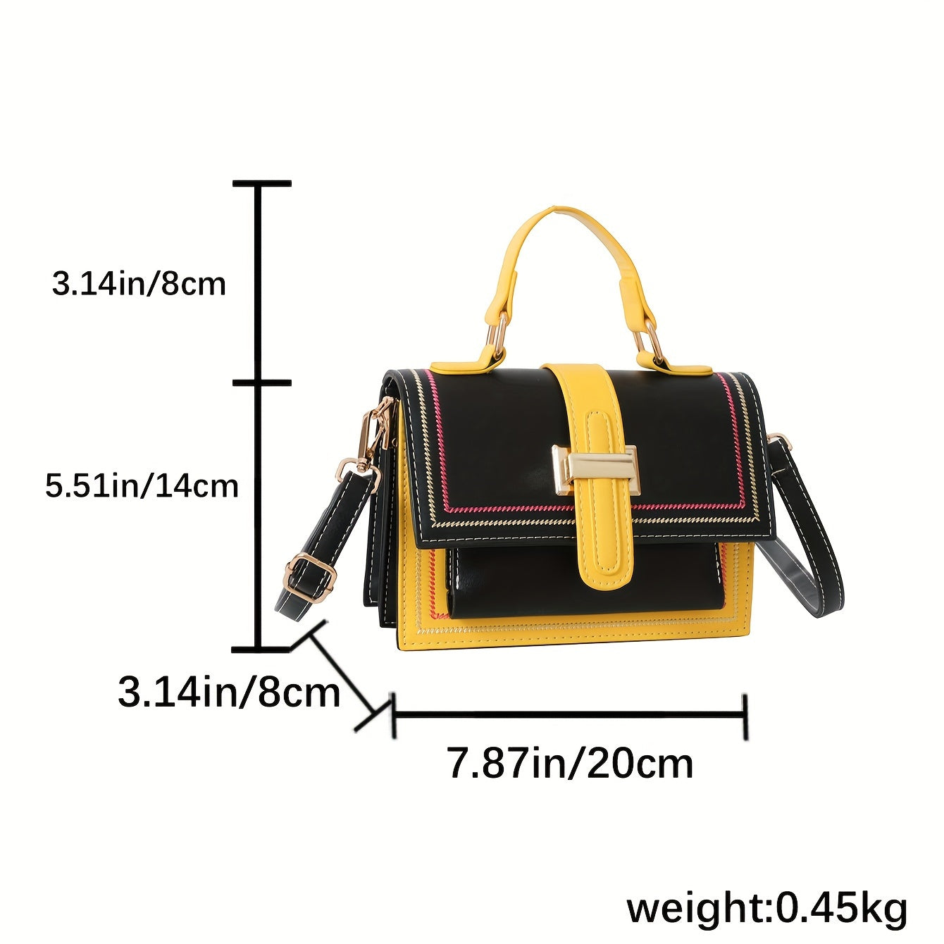 Trendy Color Blocking Crossbody Bag, Multi-layer Square Flap Handbag, Perfect Shoulder Bag For Daily Use